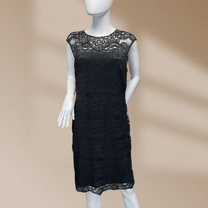 Scarlett Women's Black Lace Rhinestone Embellished Special Occasion Dress Sz 16